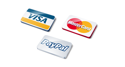 logos for Visa, MasterCard and PayPal as examples of payment accepting options